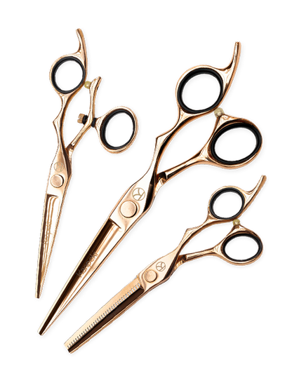 Midas Rose Gold Cutting, Thinning and Swivel Scissor Set (6")