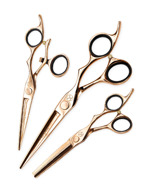 Midas Rose Gold Cutting, Thinning and Swivel Scissor Set (6")